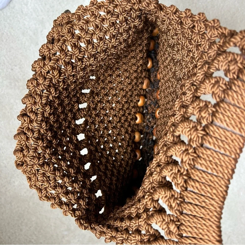 Beach Bag Vintage Boho Macrame Beaded - Unbranded Beachwear Travel Tropical